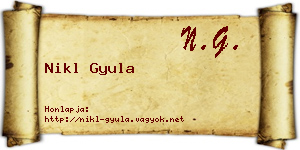 Nikl Gyula névjegykártya